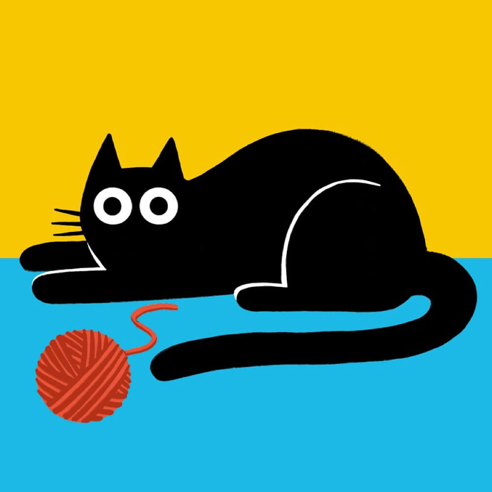 Cat & Ball of String Card