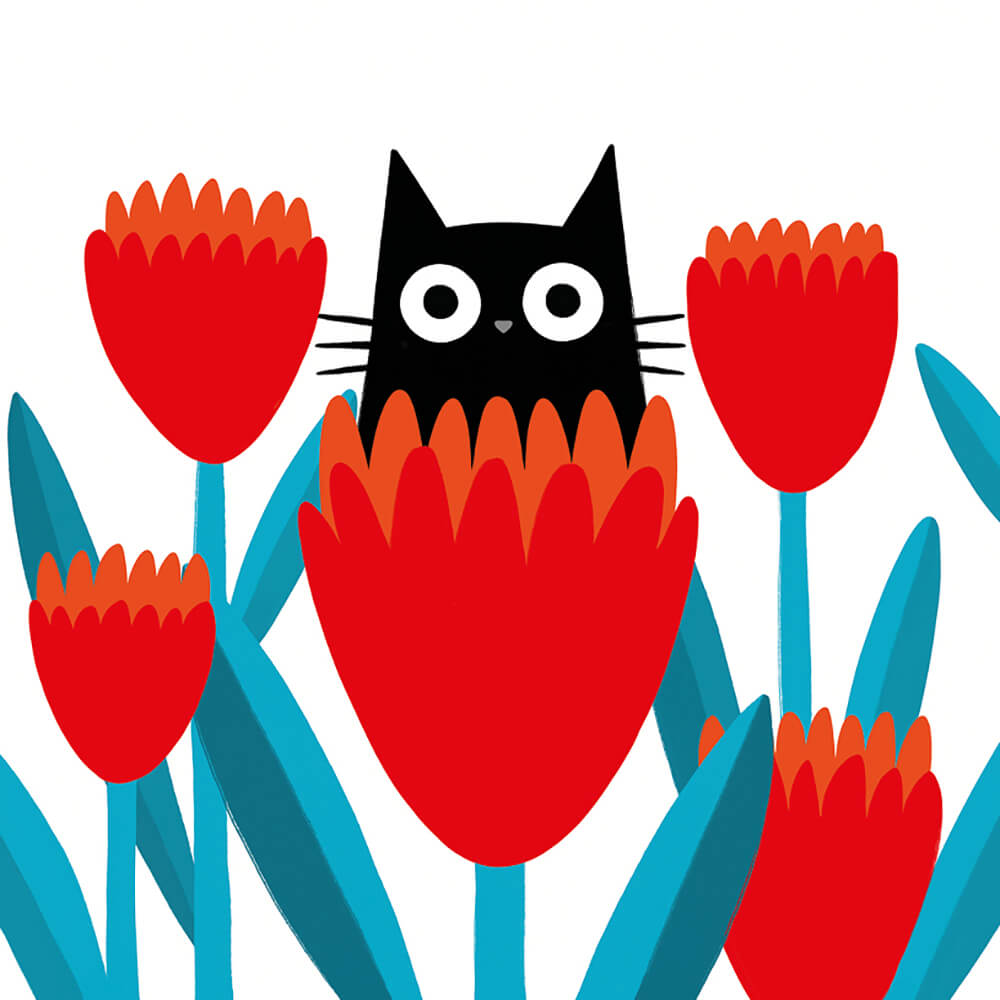 Cat & Flowers Card | Red Lobster Gallery