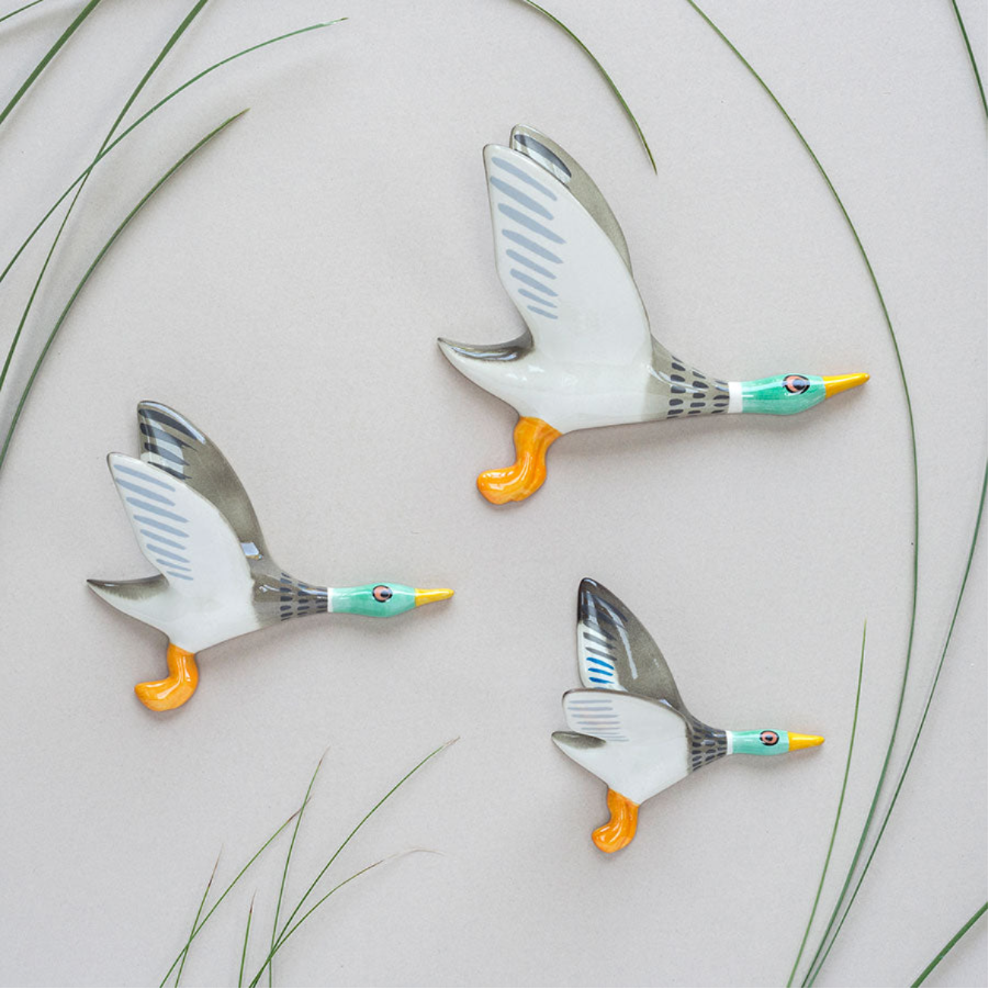Ceramic Duck Wall Set