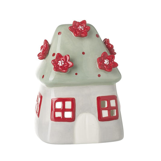 Ceramic House with Flowered Roof