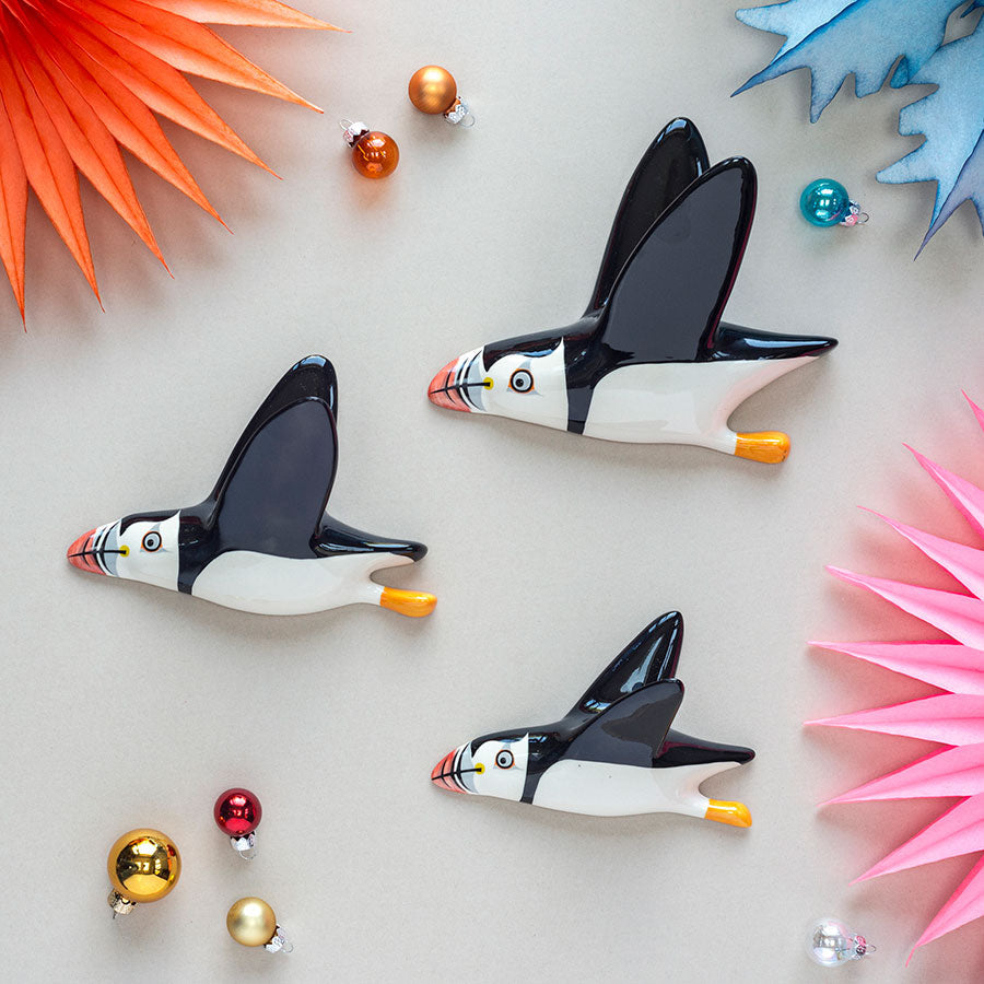 Ceramic Puffin Wall Set