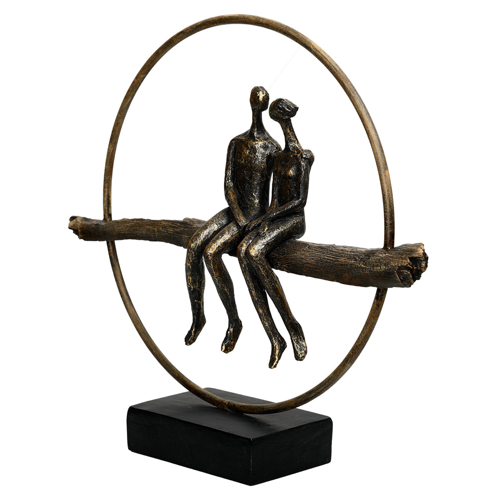 Circle of Life Couple Sculpture in patinated bronze on black base for mantel or shelf display