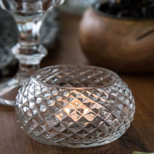 Glass Tea Light Holder Pebble