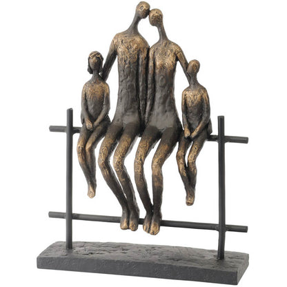 Family of Four on Bench Sculpture