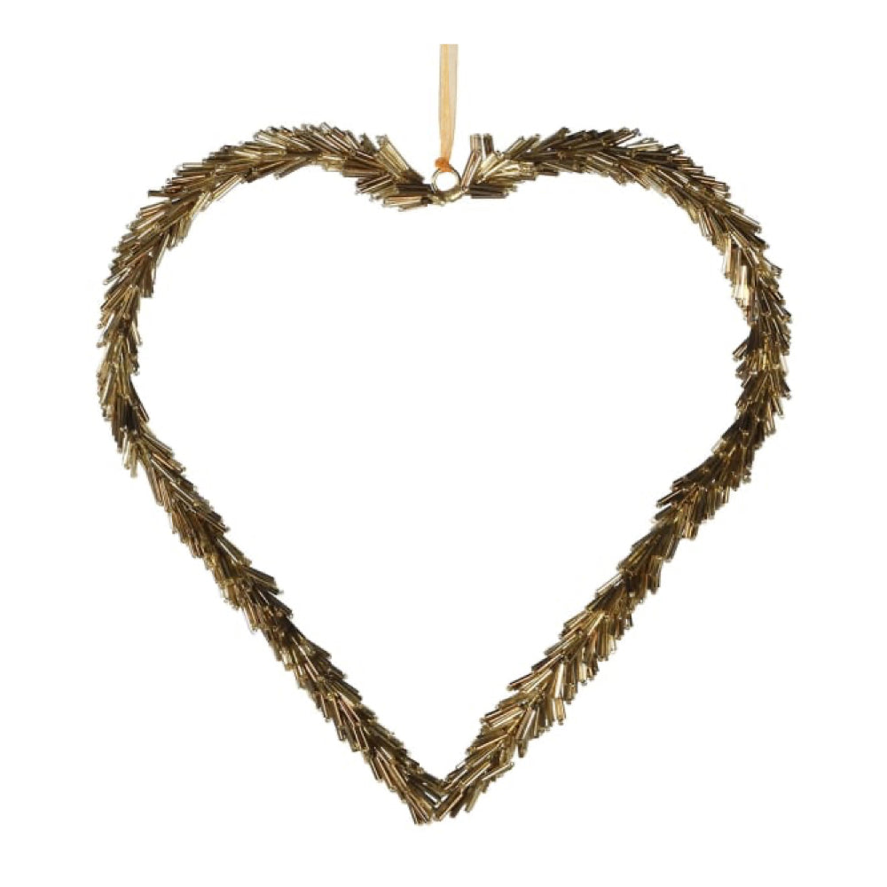 Gold Beaded Hanging Heart