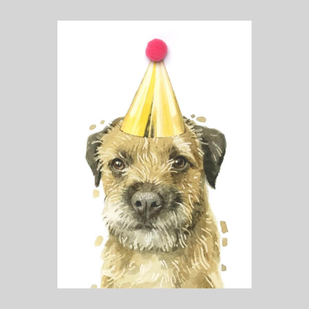 Border Terrier Pompom Card