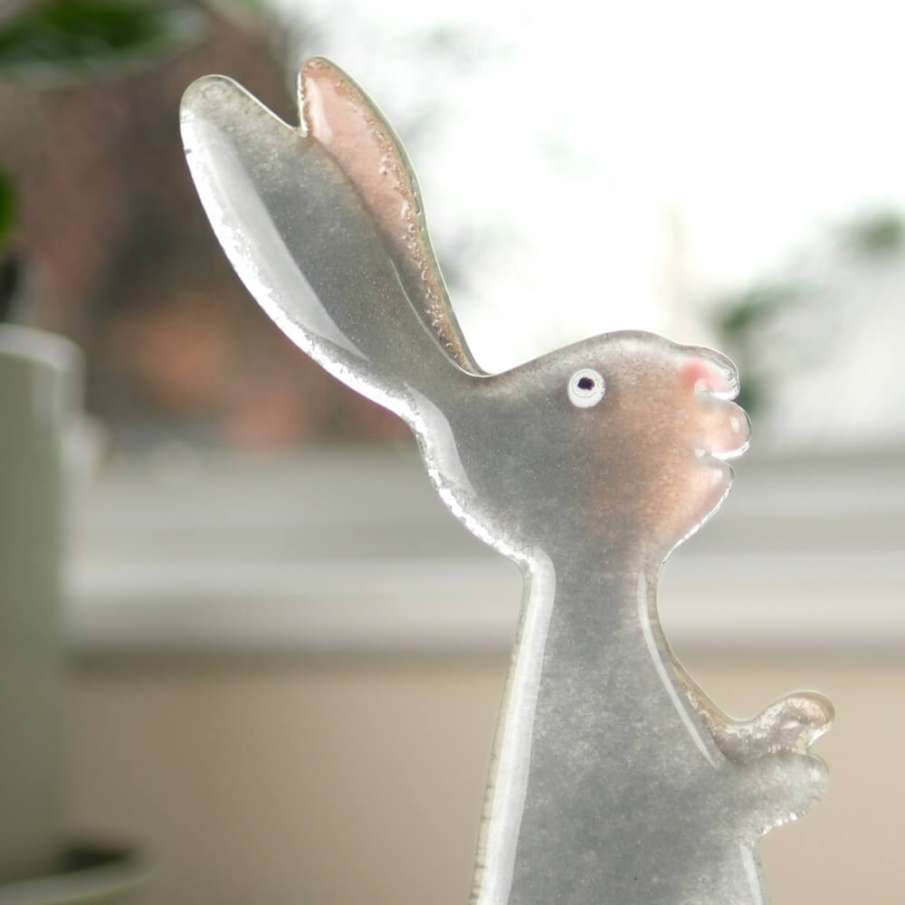 Country Bunny Fused Glass Ornament
