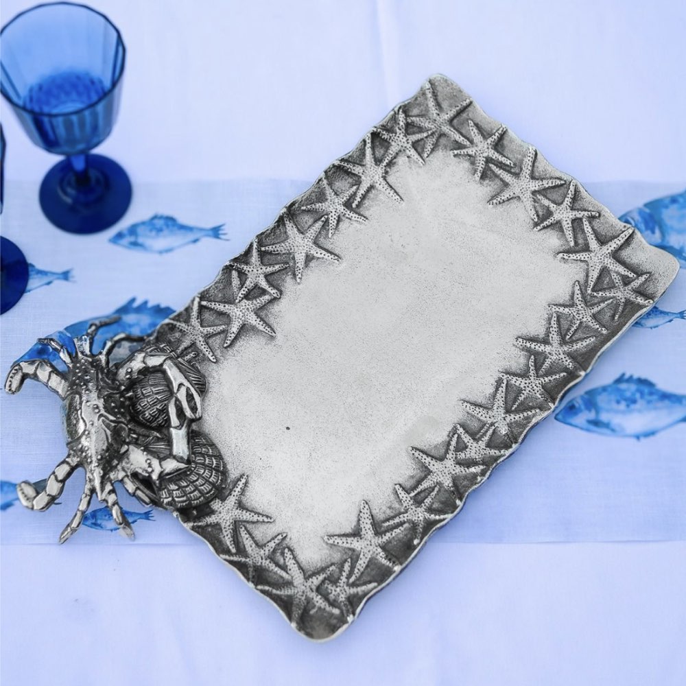 Silver Crab & Starfish Serving Tray