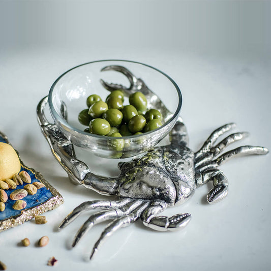 Crab with Glass Nibbles Bowl