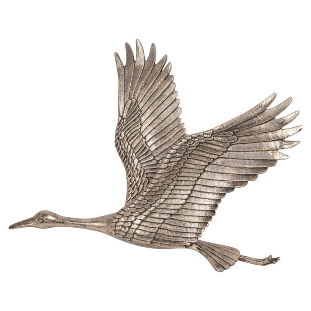 Crane Trio Antique Gold Metal Wall Art