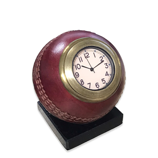 Cricket Ball Clock with Marble Base