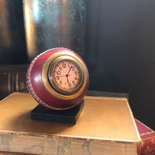 Cricket Ball Clock with Marble Base