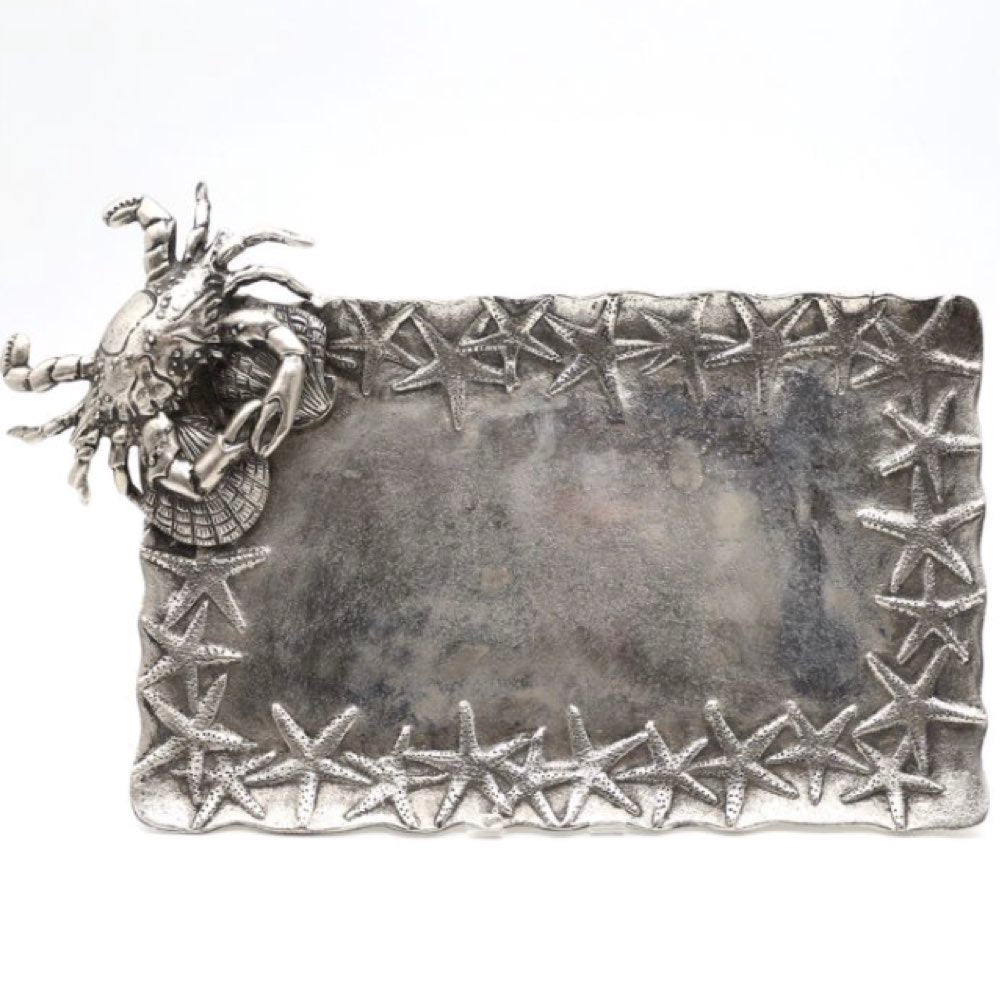 Silver Crab & Starfish Serving Tray