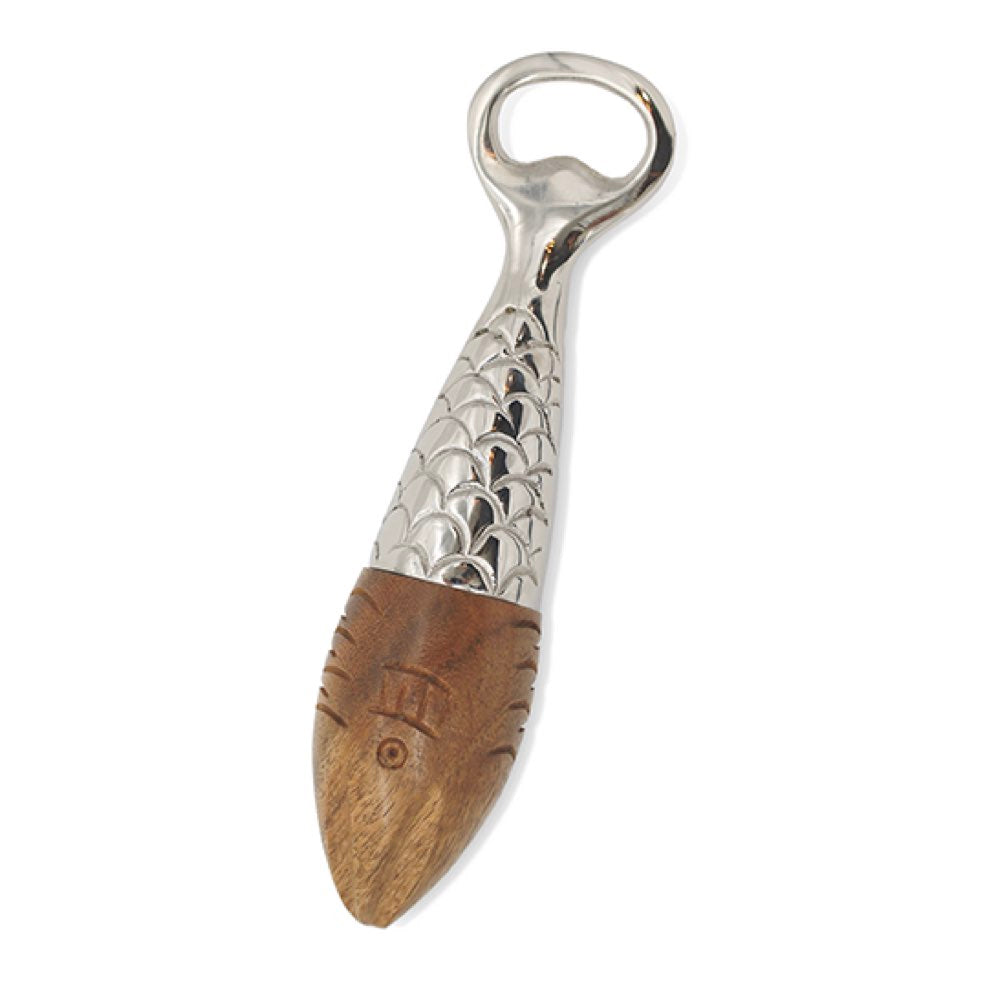 Fish Bottle Opener with Wooden Lemon Reamer