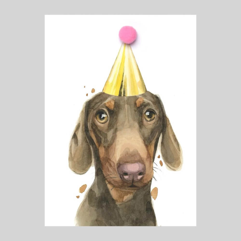 Dachshund Pompom Card