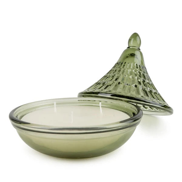 Embossed Tagine Glass Candle – Green