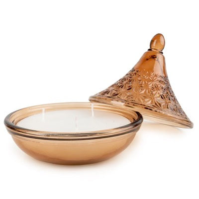 Embossed Tagine Glass Candle – Terracotta