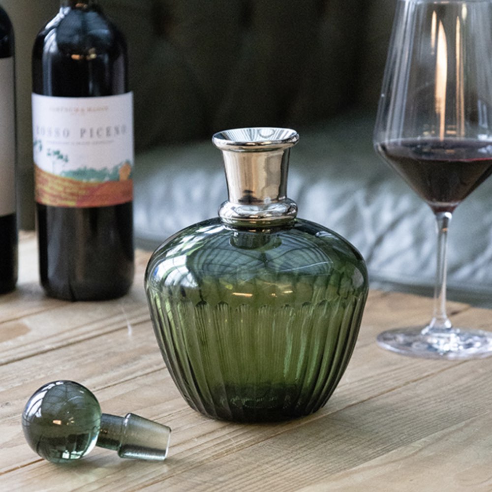 Emerald Glass Brandy Decanter