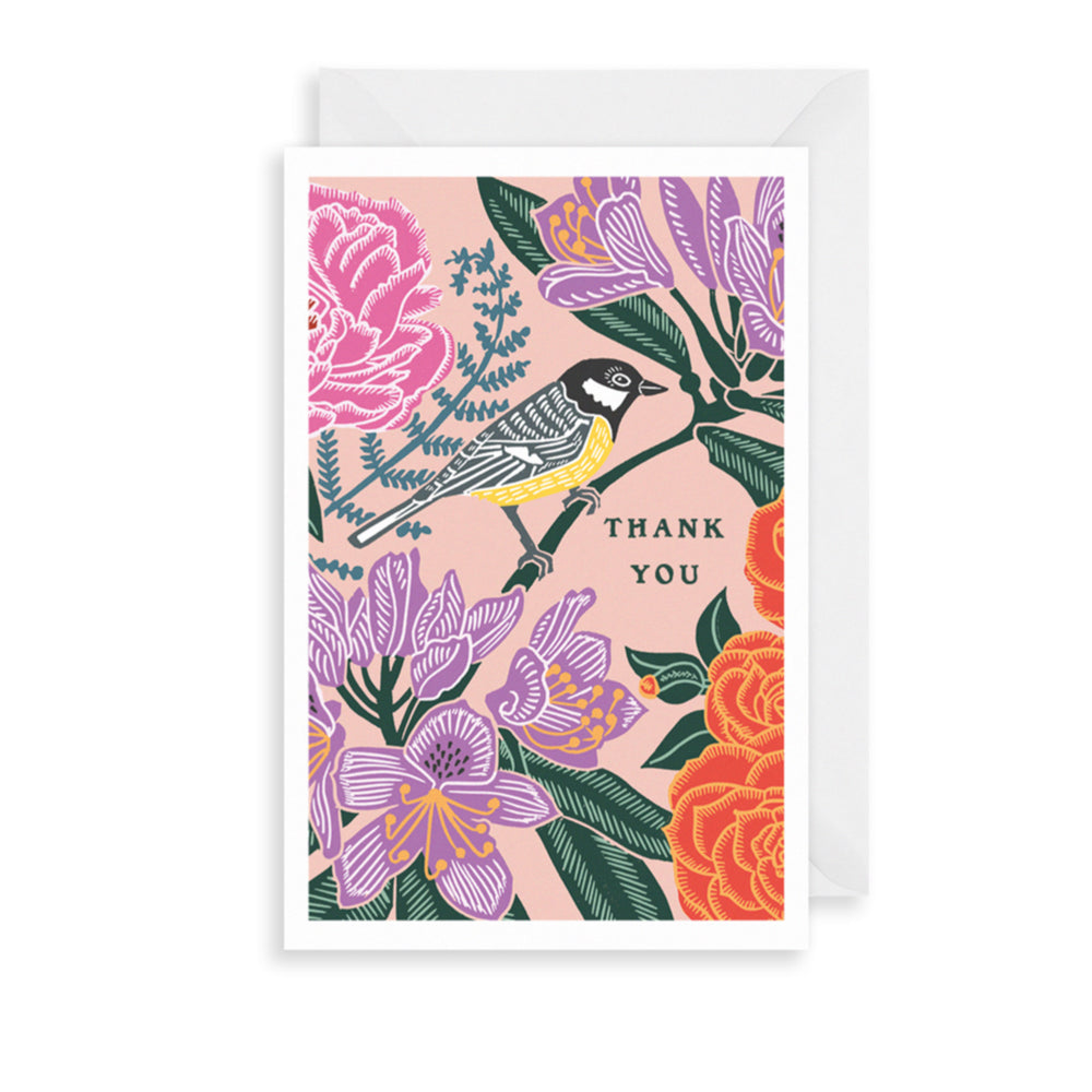 Flowers and Birds Thank You — Pack of 10 Luxury Notecards | Red Lobster Gallery | Sheringham 