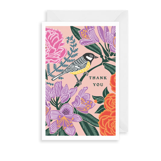 Flowers and Birds Thank You — Pack of 10 Luxury Notecards | Red Lobster Gallery | Sheringham 