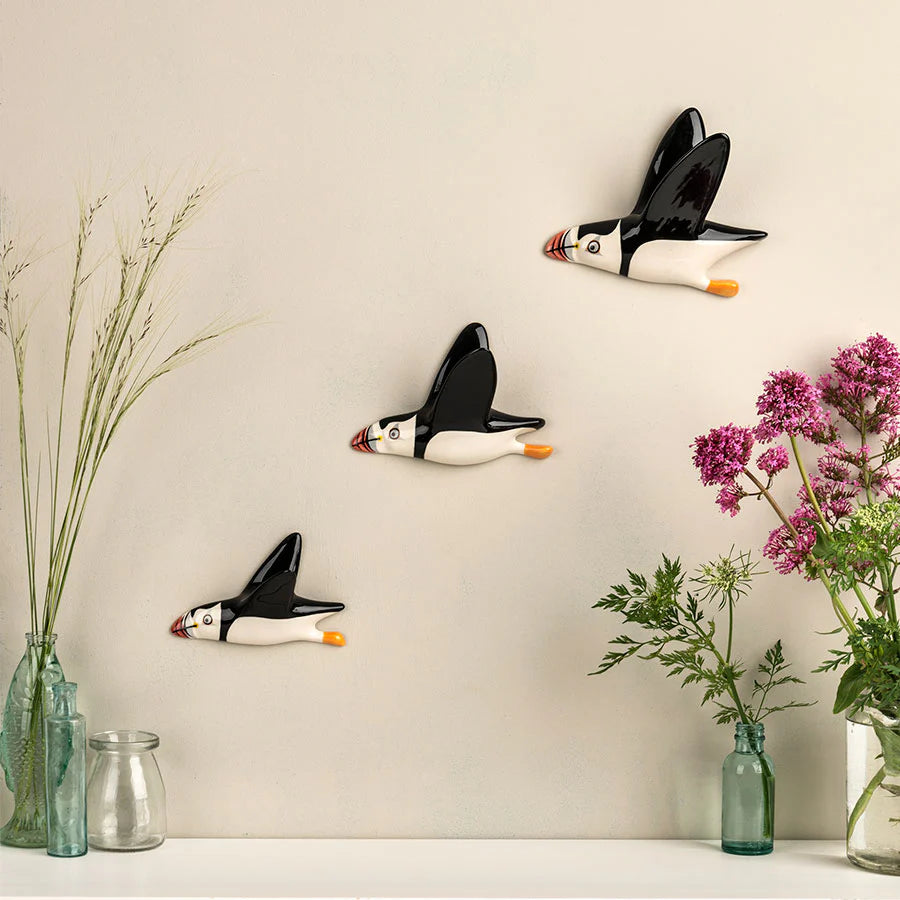 Ceramic Puffin Wall Set
