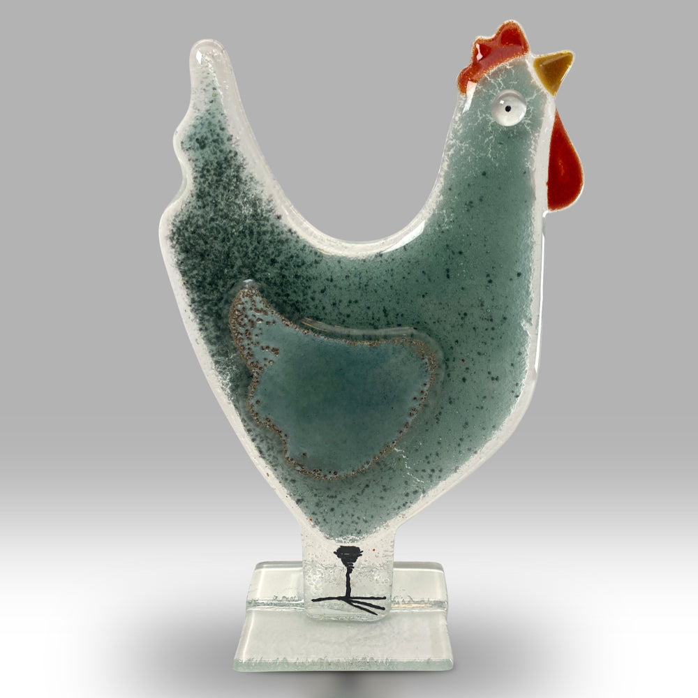 Fused Glass Hen Ornament