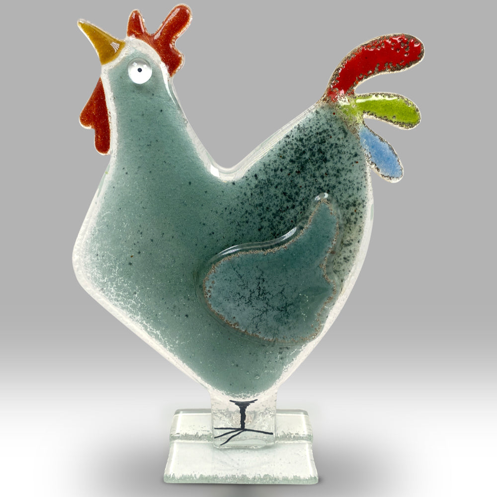 Rooster Fused Glass Ornament