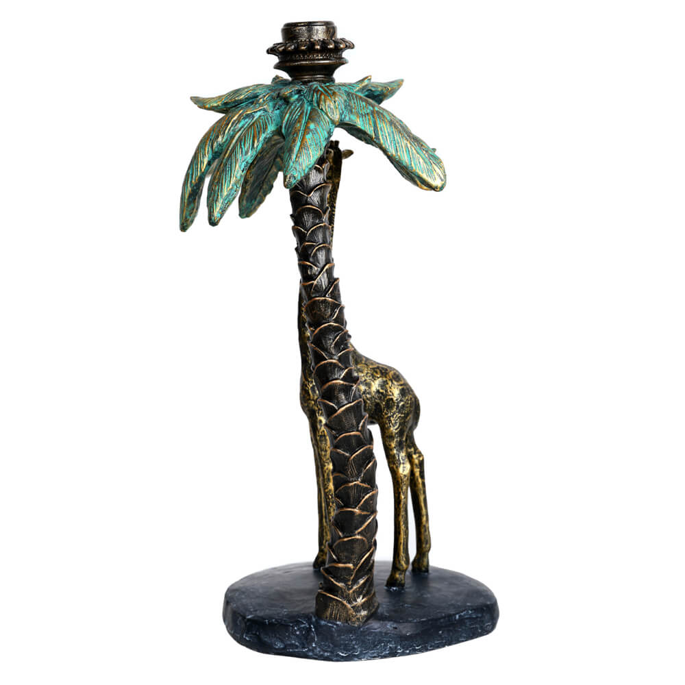 Giraffe & Verdigris Palm Tree Candlestick