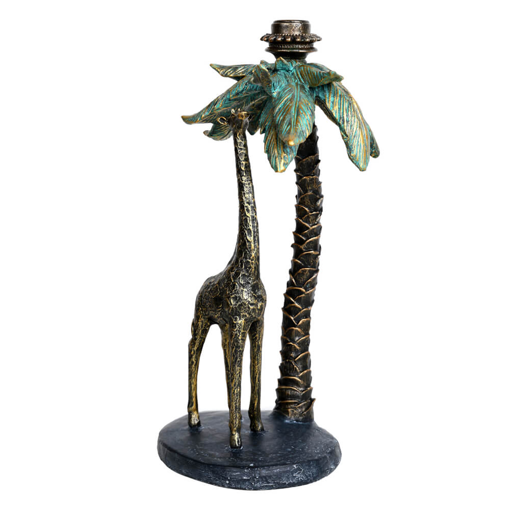 Giraffe & Verdigris Palm Tree Candlestick