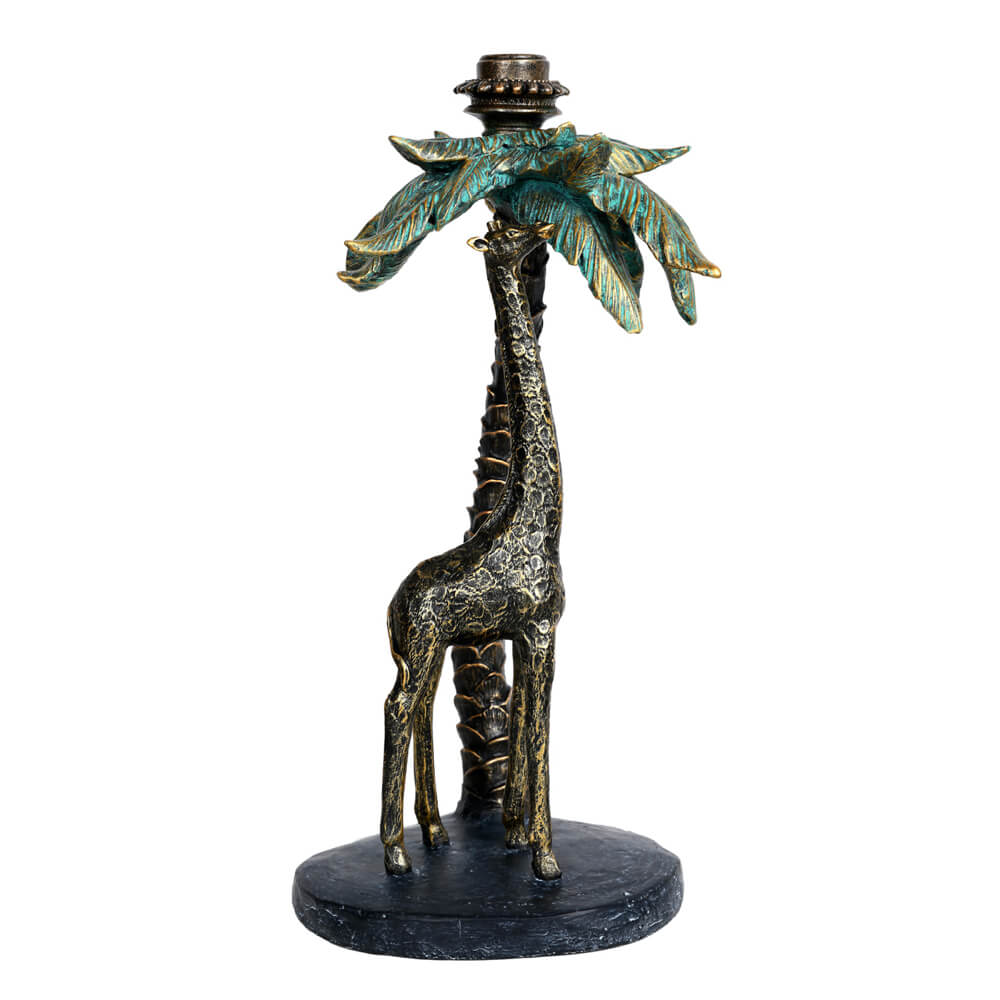Giraffe & Verdigris Palm Tree Candlestick