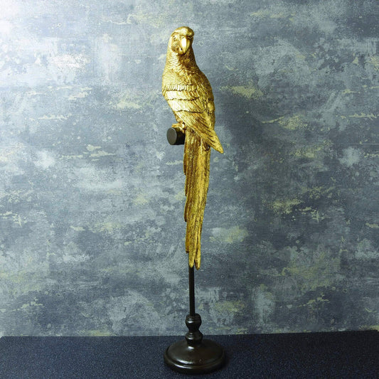 Gold Parrot Ornament on Stand | Red Lobster Gallery 