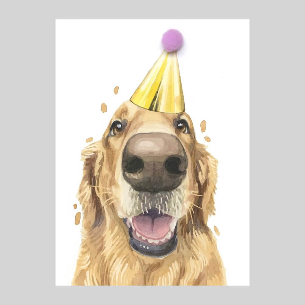 Golden Retriever Pompom Card