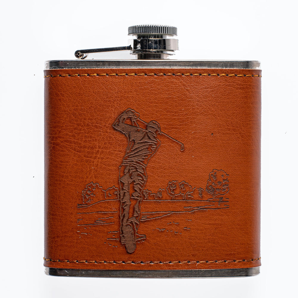 Leather Hip Flask | Golf