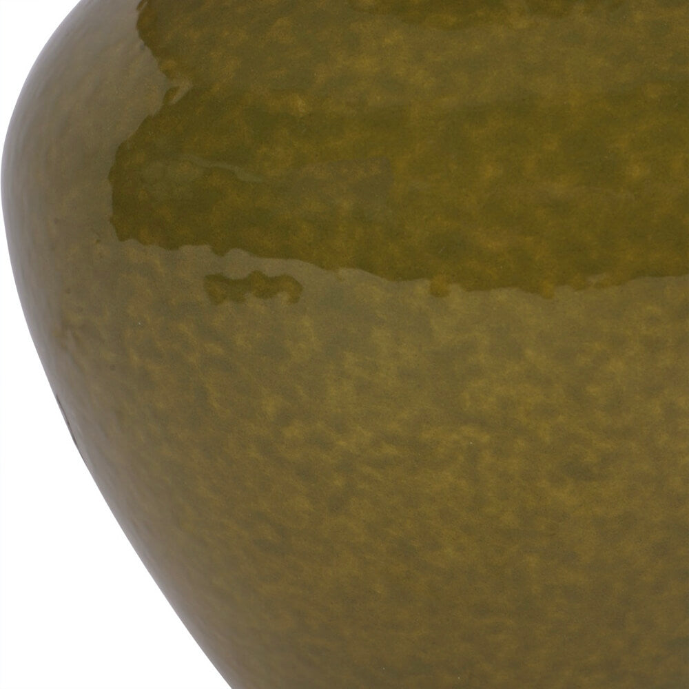 Moss Green Ceramic Table Lamp with Hessian Shade