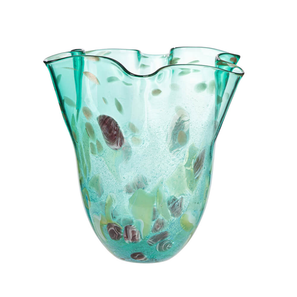 Green Fluted Glass Vase