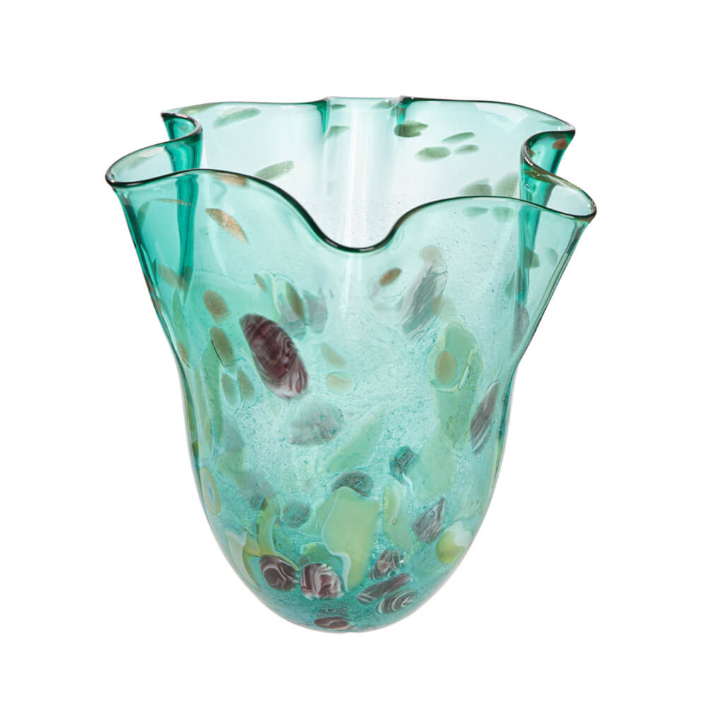Green Fluted Glass Vase