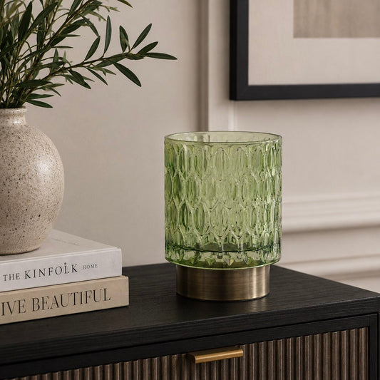 Green & Brushed Gold Embossed LED Lamp