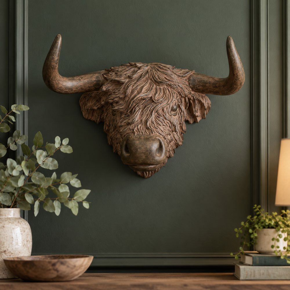 Highland Cow Head Rustic Wall Art