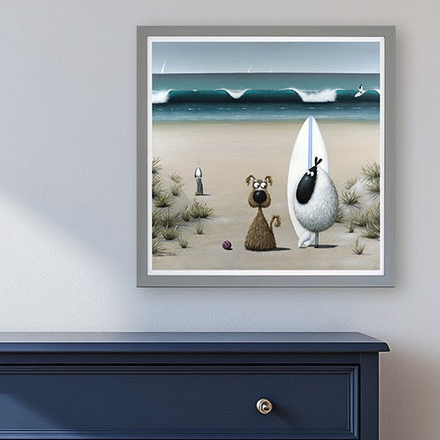 Ewe Surf | Framed Print by Simon Clarke