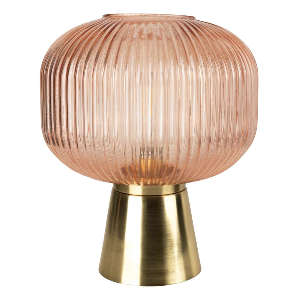 Dusky Pink & Gold Round Glass Lamp