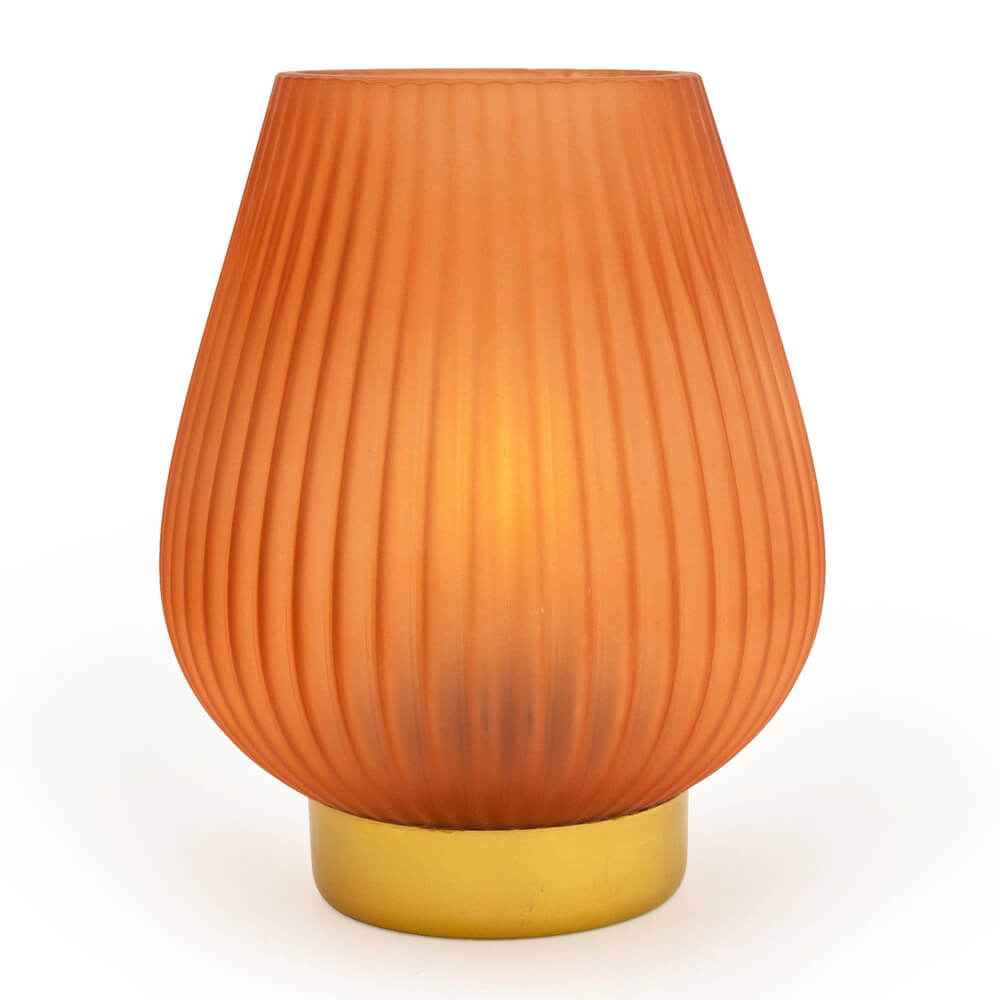 Terracotta & Gold Ridged LED Table Lamp | Red Lobster Gallery 