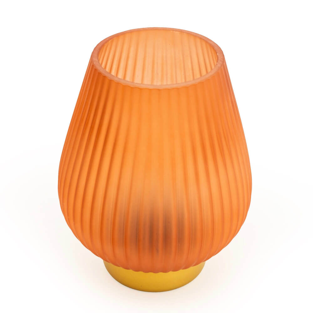 Terracotta & Gold Ridged LED Table Lamp | Red Lobster Gallery 