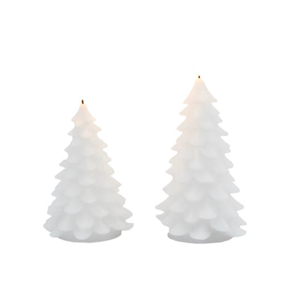 White Christmas Tree Shaped LED Candle - Set of 2
