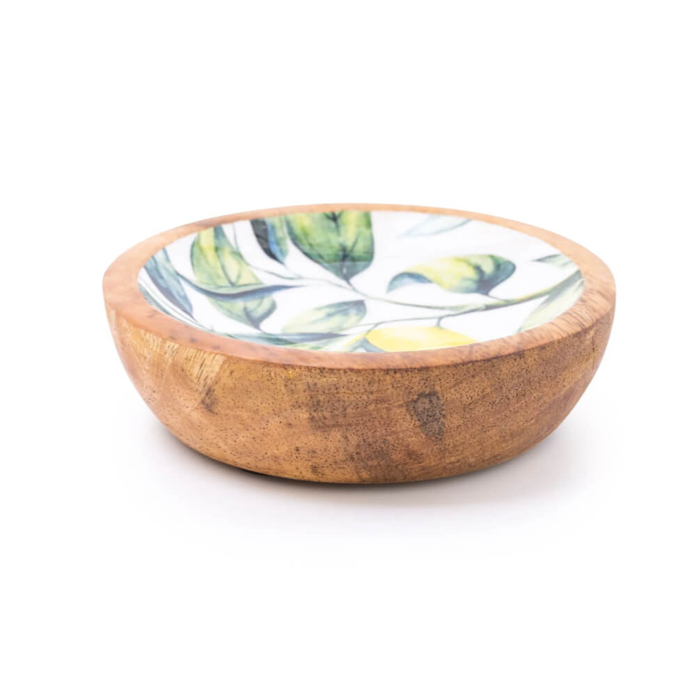 Lemon and Leaves Mango Wooden Dish 13cm | Red Lobster Gallery | Sheringham 