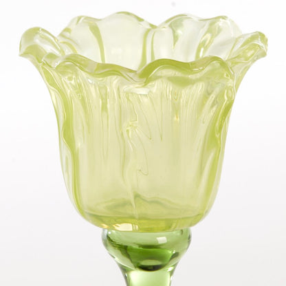 Green Glass Tulip Tea Light Holder