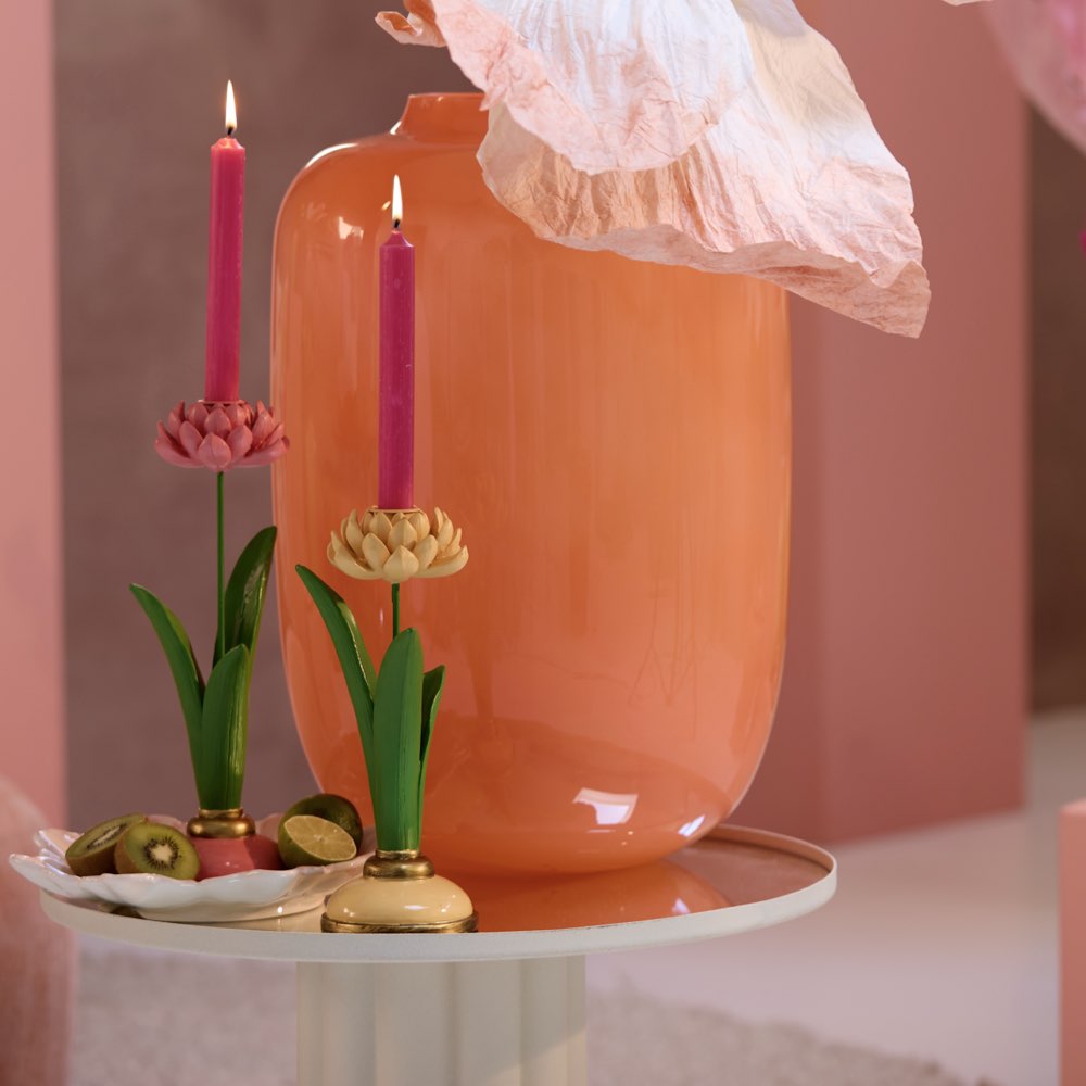 Pink and Red Flower Candlesticks