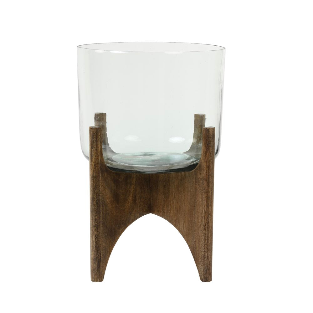 Glass Planter on Wooden Base