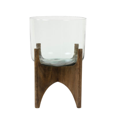 Glass Planter on Wooden Base