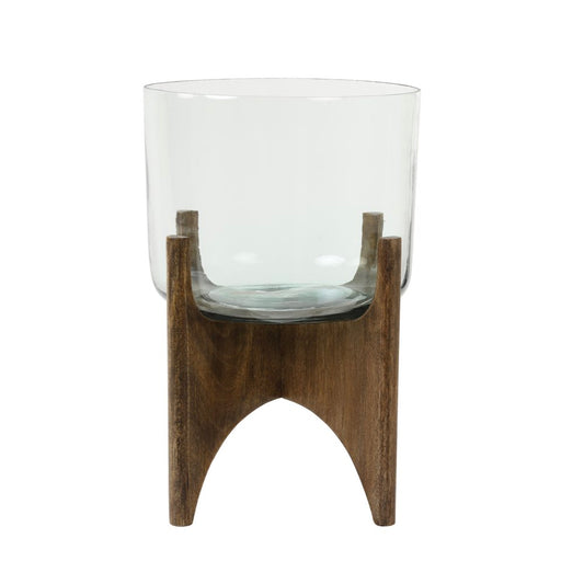 Glass Planter on Wooden Base