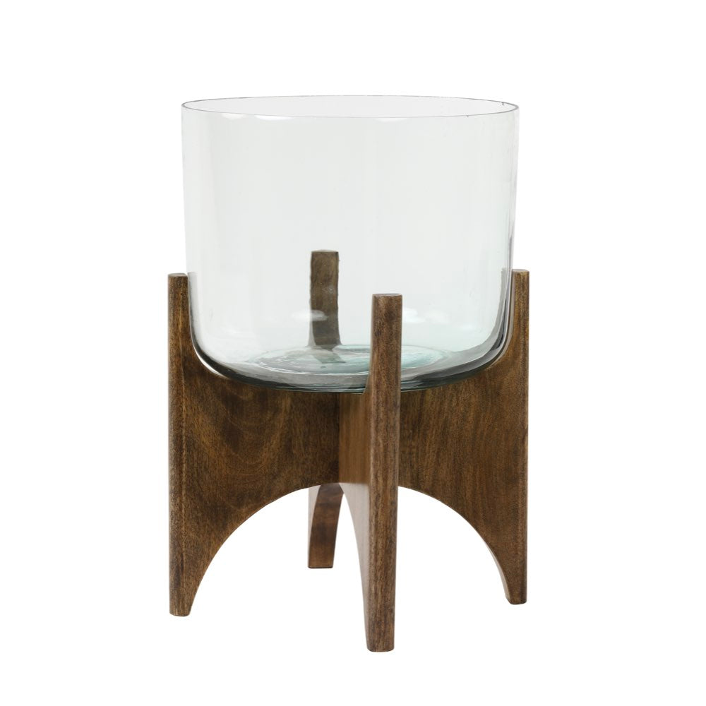 Glass Planter on Wooden Base